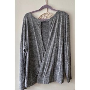 EUC Champion Heather Gray Super Soft Criss Cross Open Back Pullover Sweater - L
